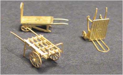 Luggage Carts - Etched Brass Kit -- 3 Different Baggage Carts Unpainted