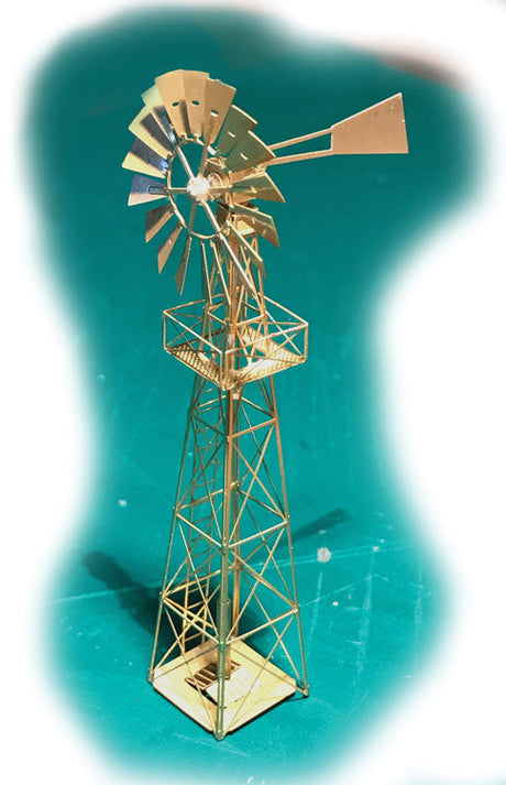Etched-Brass Kit -- Wind Mill Water Pump - 1/4 x 1/4 x 3"  .6 x .6 x 7.6cm-1