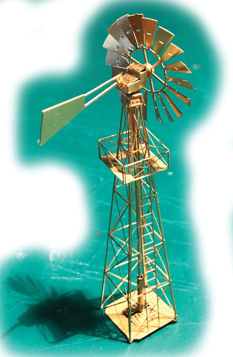 Etched-Brass Kit -- Wind Mill Water Pump - 1/4 x 1/4 x 3"  .6 x .6 x 7.6cm-2