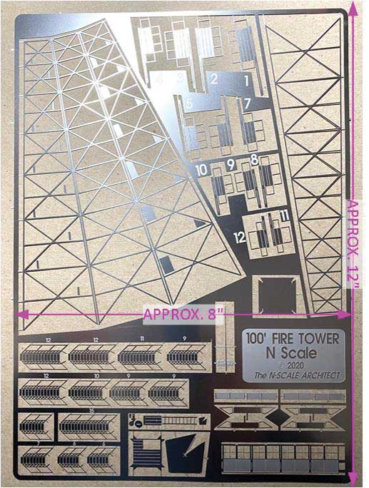 Fire Tower - Etched-Brass Kit -- 2 x 2 x 8"  5.1 x 5.1 x 20.3cm-5