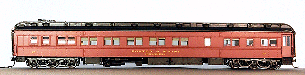 Pullman Parlor-Restaurant-Lounge Car w/Brass Car Sides -- Boston & Maine "Onward or Progress" (Railroad Plan #4019B)
