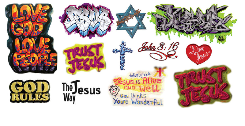 Jesus Graffiti Decals -- Set #3