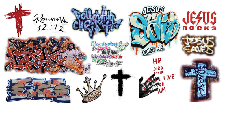 Jesus Graffiti Decals -- Set #4