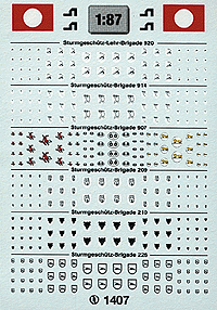 TL Decal - Former German Army WWII (1935-1942, 1943-1945) -- Assault Gun Brigade (920, 914, 907, 209, 201 & 226th) Insignia