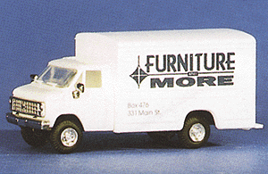 Chevrolet 1-Ton Delivery Vans -- Furniture & More (white, black; Business Address Lettering)
