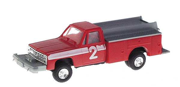 Brush (Off-Road) Fire Pumper - Emegency - Fire Vehicles -- #2 (Red, White Stripe & Lettering, Gray Flatbed)