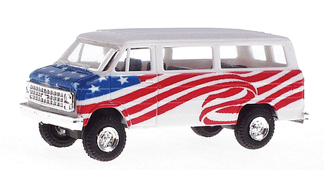 Chevrolet Sportvan -- American Flag Graphics (white, Field of Blue on Hood, Wavy Stripes Down Side-1