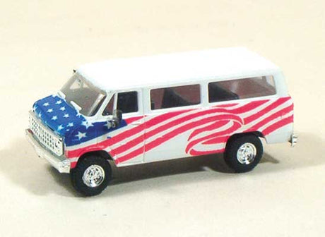Chevrolet Sportvan -- American Flag Graphics (white, Field of Blue on Hood, Wavy Stripes Down Side-2