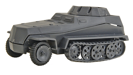 Military - Former German Army WWII - SdKfz 250 Series Half-Tracks (Plastic) -- 9 Armored Personnel Carrier with 2cm KwK 38 Autocannon (gray)