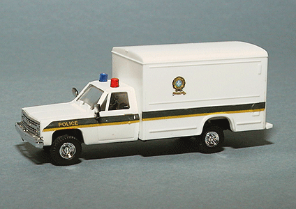 Chevrolet Pick-Up with Box Body - Emergency - Police Vehicles -- Quebec Provincial Security Police Force (white, Black & Yellow Stripes)