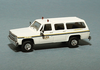 Chevrolet Suburban - Emergency - Police Vehicles -- Ontario Provincial Police (white, Black & Yellow Stripes)