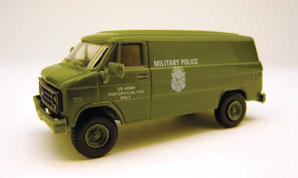 Chevy Van - Emergency - Police Vehicles -- United States Military (green, White Markings)-2