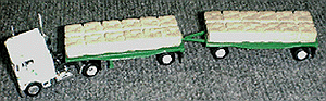 American Trucks - Tractor/Trailer - Peterbilt 2-Axle Cabover -- w/Double Flatbed Trailers & Sack Load Cargill Salt