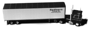 American Trucks - Tractor/Trailer - White Freightliner 3-Axle Cabover -- w/45' Van Trailer Redfearn (black & gold tractor)