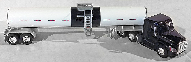 Cascadia Day-Cab Tractor w/Hot Oil Tank Trailer - Assembled -- Black w/White Tank