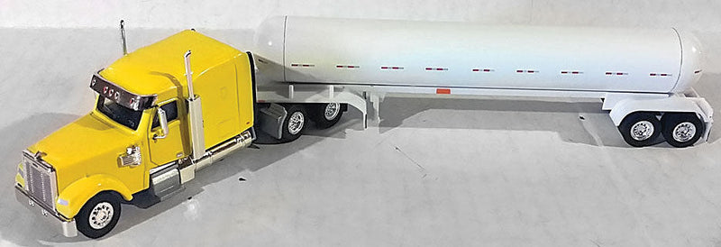 Coronado Mid-Roof Tractor w/Propane Tank Trailer - Assembled -- Yellow, White Tank w/Silver Fenders