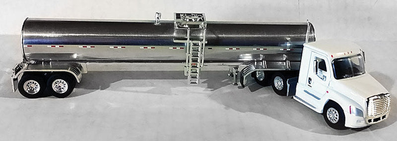 Cascadia Day-Cab Tractor w/Food-Grade Tank Trailer - Assembled -- White, White Tank w/Chrome Fenders