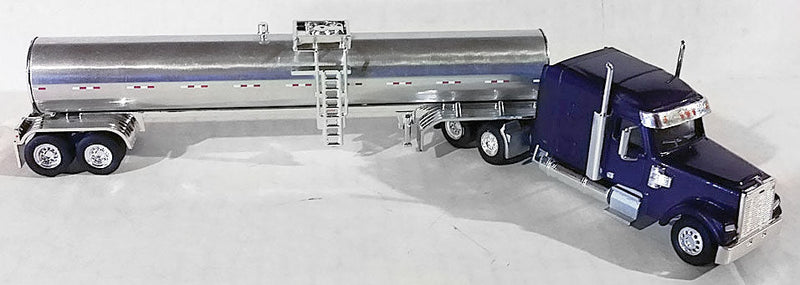 Coronado Mid-Roof Day-Cab Tractor w/Food-Grade Tank Trailer - Assembled -- Purple, Polished Tank w/Chrome Fenders