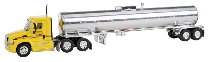 Freightliner Cascadia Day Cab Tractor w/Food Grade Tank Trailer - Assembled -- Cherokee Freight Lines (Polished Trailer)