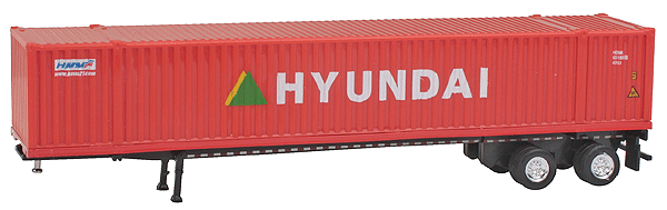53' Container on Chassis Trailer - Assembled -- Hyundai (orange, Billboard Lettering)