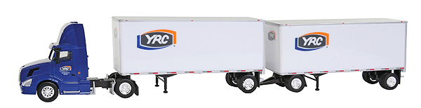 Volvo Tractor w/2 28' Van Semi Trailers -- YRC