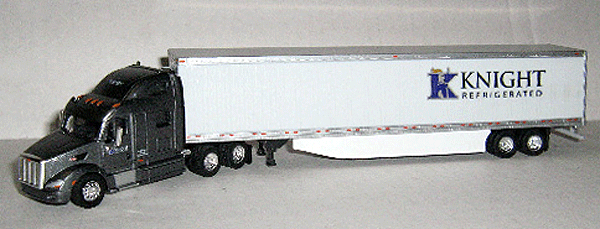Peterbilt 587 w/53' Reefer Van w/Van Skirt - Assembled -- Knight Refrigerated (graphite, white Trailer)