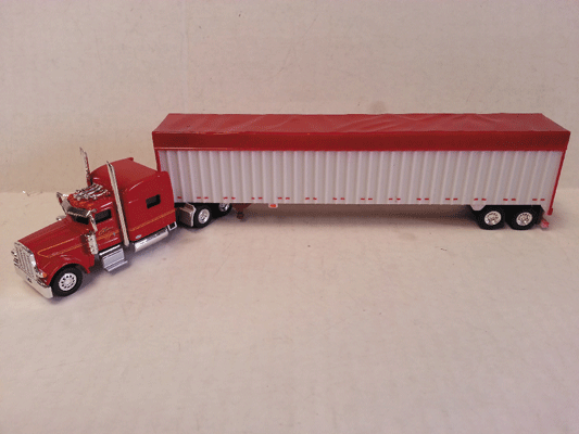 Peterbilt 389 Sleeper w/Walking Floor Trailer - Assembled -- Joel Olson (red, gray)