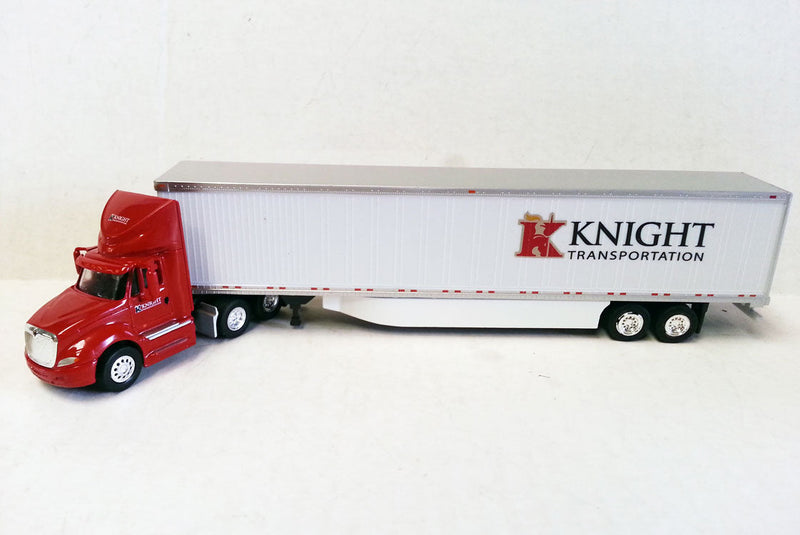 Kenworth Day Cab Tractor w/53' Dry Van Trailer w/Skirts - Assembled -- Knight Transportation (red, white, black)