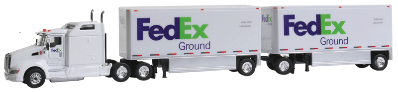 Kenworth T660 Sleeper Cab w/2 Drop-Deck Trailers - Assembled -- FedEx Ground
