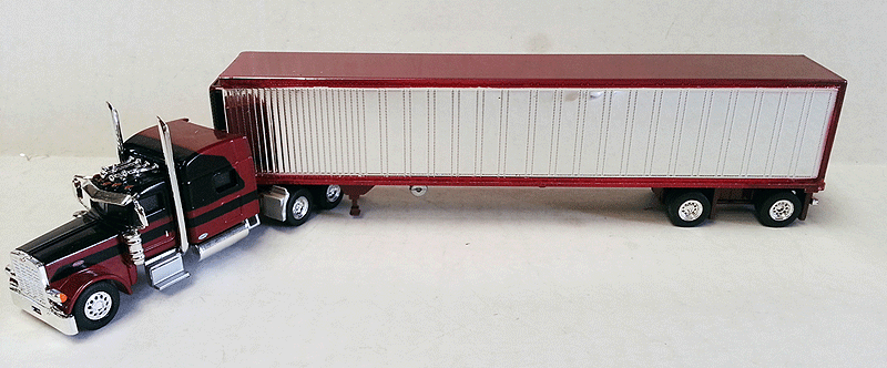 Peterbilt 389 Sleeper-Cab Tractor w/53' Reefer Trailer - Assembled -- Dark Red, Chrome Trailer