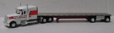 Freightliner Coronado Midroof Sleeper Tractor w/48' Flatbed Trailer -- White, Orange