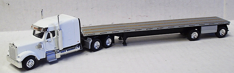 Peterbilt 386 Day Cab w/48' Flatbed Trailer - Assembled -- White Cab