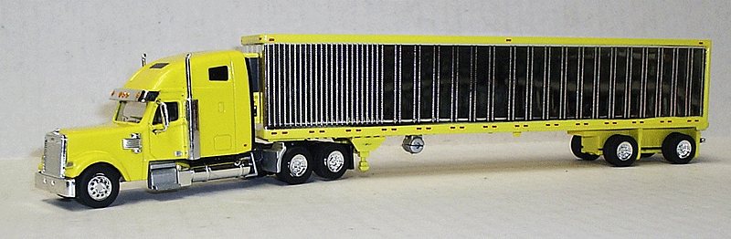 Coronado High-Roof Sleeper-Cab Tractor w/53' Reefer Trailer - Assembled -- Yellow, Chrome Trailer