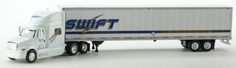 International Prostar Sleeper Tractor w/53' Dry Van Trailer - Assembled -- Swift Transportation (White Cab,Logo on Front Side)