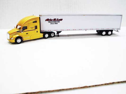 Kenworth T680 Sleeper-Cab Tractor with 53' Dry Van Trailer - Assembled -- Arlo G. Lott Trucking (yellow, white, black)