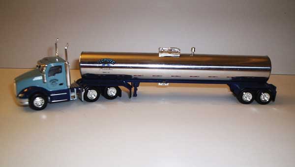 Kenworth T680 Day-Cab Tractor with Food-Grade Trailer - Assembled -- Nepote Farms (blue, chrome)