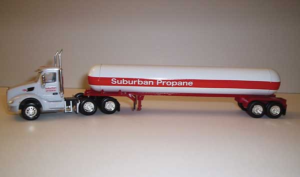 Peterbilt 579 Day-Cab Tractor with Propane Tank Trailer - Assembled -- Suburban Propane (white, red)