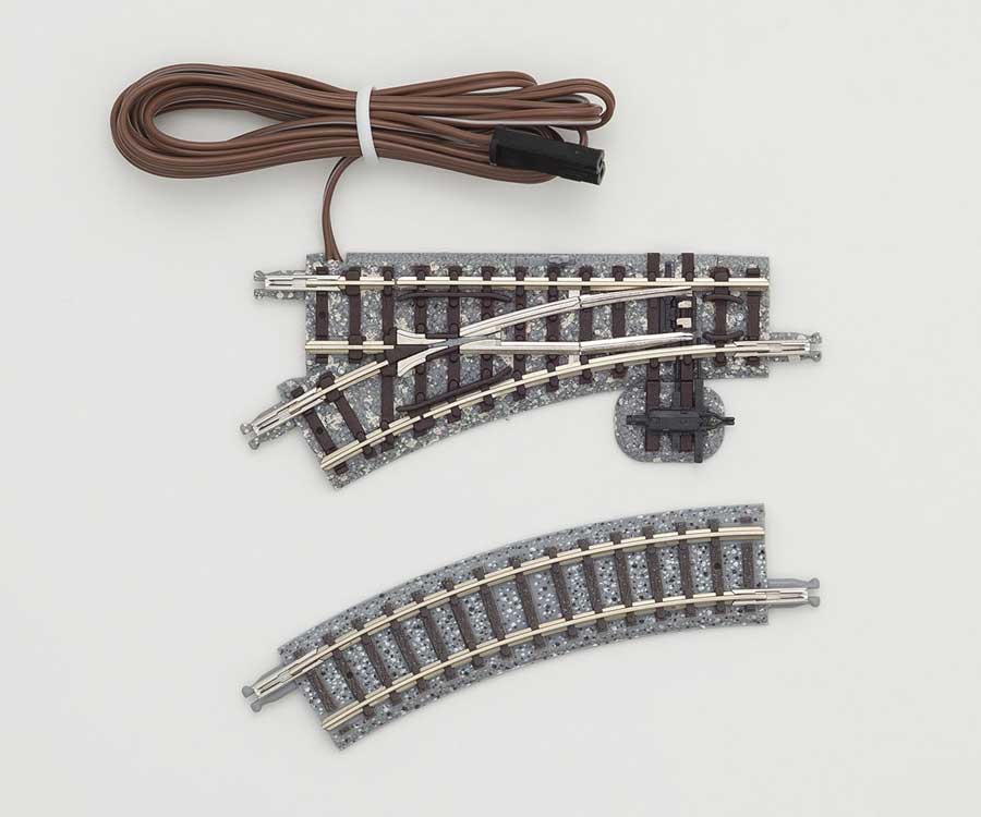 Electric Turnout (Points) N-PL140-30 - Mini Track -- Left Hand w/5-1/2" 140mm Radius, 30 Degree Diverging Route-2