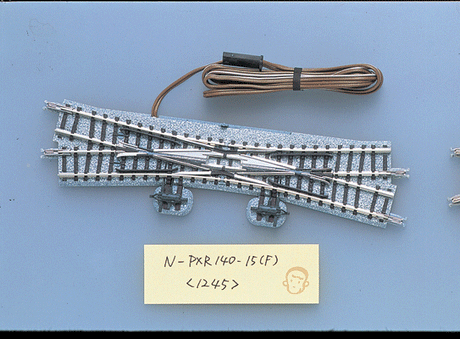 Remote Double-Slip Turnout (Points) N-PXR140-15 - Fine Track -- Right Hand w/5-1/2" 140mm Radius, 15 Degree Diverging Routes