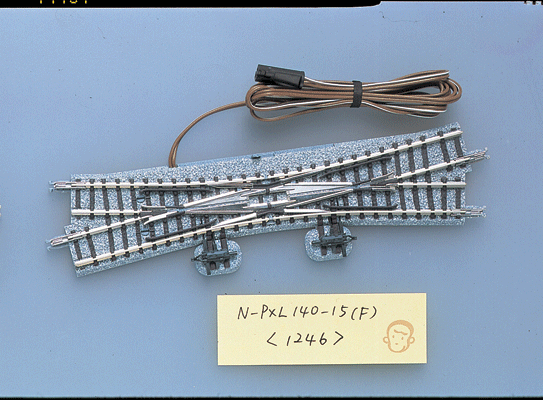 Remote Double-Slip Turnout (Points) N-PXL140-15 - Fine Track -- Left Hand w/5-1/2" 140mm Radius, 15 Degree Diverging Routes
