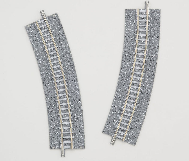 Wide-Roadbed PC Approach (Easement) Curve Track CR (L) 354-22.5WP - Fine Track -- 13-15/16" 354mm Radius, 22.5 Degree Sections pkg(2)