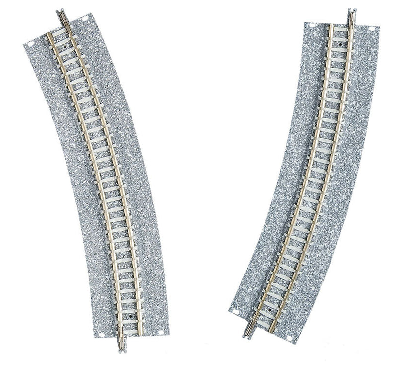 Wide-Roadbed PC Approach (Easement) Curve Track CR (L) 391-22.5WP - Fine Track -- 15-3/8" 391mm Radius, 22.5 Degree Sections pkg(2)
