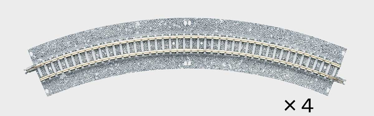 Wide-Roadbed Curve Track C280-45WP - Fine Track -- 11"  280mm Radius, 45 Degrees pkg(4)