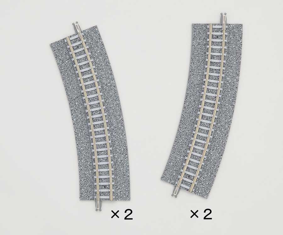 Wide-Roadbed Easement/Approach Curve Track CR(L) 317-22.5WP - Fine Track -- 12-1/2"  317mm Radius, 22.5 Degrees pkg(4)