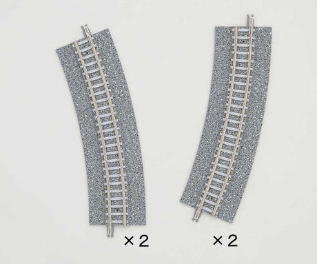 Wide-Roadbed Easement/Approach Curve Track CR(L) 317-22.5WP - Fine Track -- 12-1/2"  317mm Radius, 22.5 Degrees pkg(4)