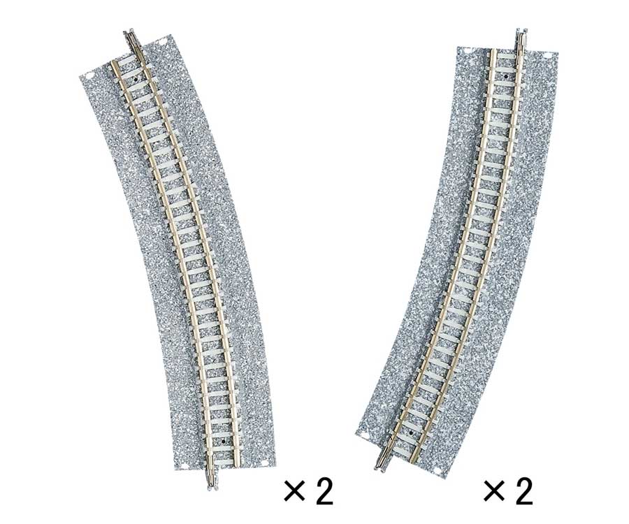 Wide-Roadbed Easement/Approach Curve Track CR(L) 391-22.5WP - Fine Track -- 15-3/8"  391mm Radius, 22.5 Degrees pkg(4)