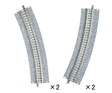 Wide-Roadbed Easement/Approach Curve Track CR(L) 391-22.5WP - Fine Track -- 15-3/8"  391mm Radius, 22.5 Degrees pkg(4)
