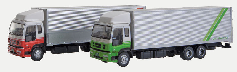 2 Semi Trucks -- 1 Each: White, Green; White, Red