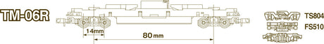 TM-06R Power Chassis, Scale 55'9" 17m Long - Standard DC -- 4-3/16" 10.6cm, 3-1/8" 8cm Truck Spacing, 1/2" 1.4cm Axle Spacing