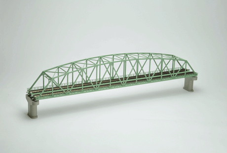 Curved Chord Through Truss Bridge w/2 Piers - Fine Track -- Assembled - Double-Track - 22"  55.9cm (blue)